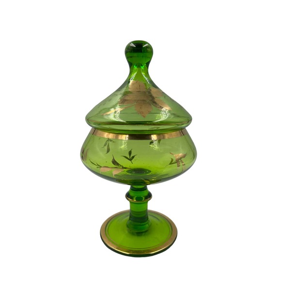 Vintage Depression Glass Covered Compote ~ Covered Candy Dish with Pedestal - Picture 1 of 4